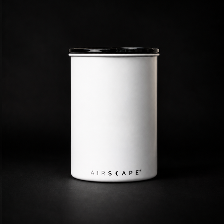 Airscape Kaffeedose aus Metall mit luftdichtem Verschluss, ideal zur Frischebewahrung von Kaffee, sichtbar in der Abbildung