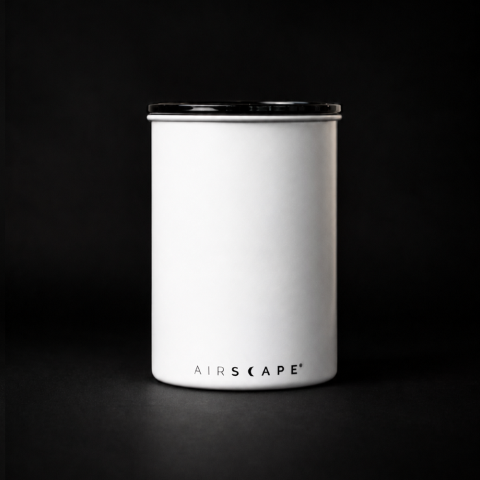 Airscape Kaffeedose aus Metall mit luftdichtem Verschluss, ideal zur Frischebewahrung von Kaffee, sichtbar in der Abbildung