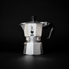Bialetti Moka Express Espressokocher aus Edelstahl, mit Griff und Deckel, für aromatischen Kaffee.