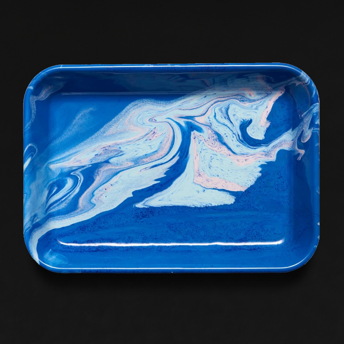 Emaille Tablett "New Marble – Cobalt" 26 x 18 x 2 cm